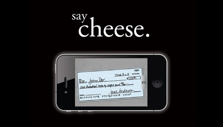 say cheese. - mobile banking app advertisement