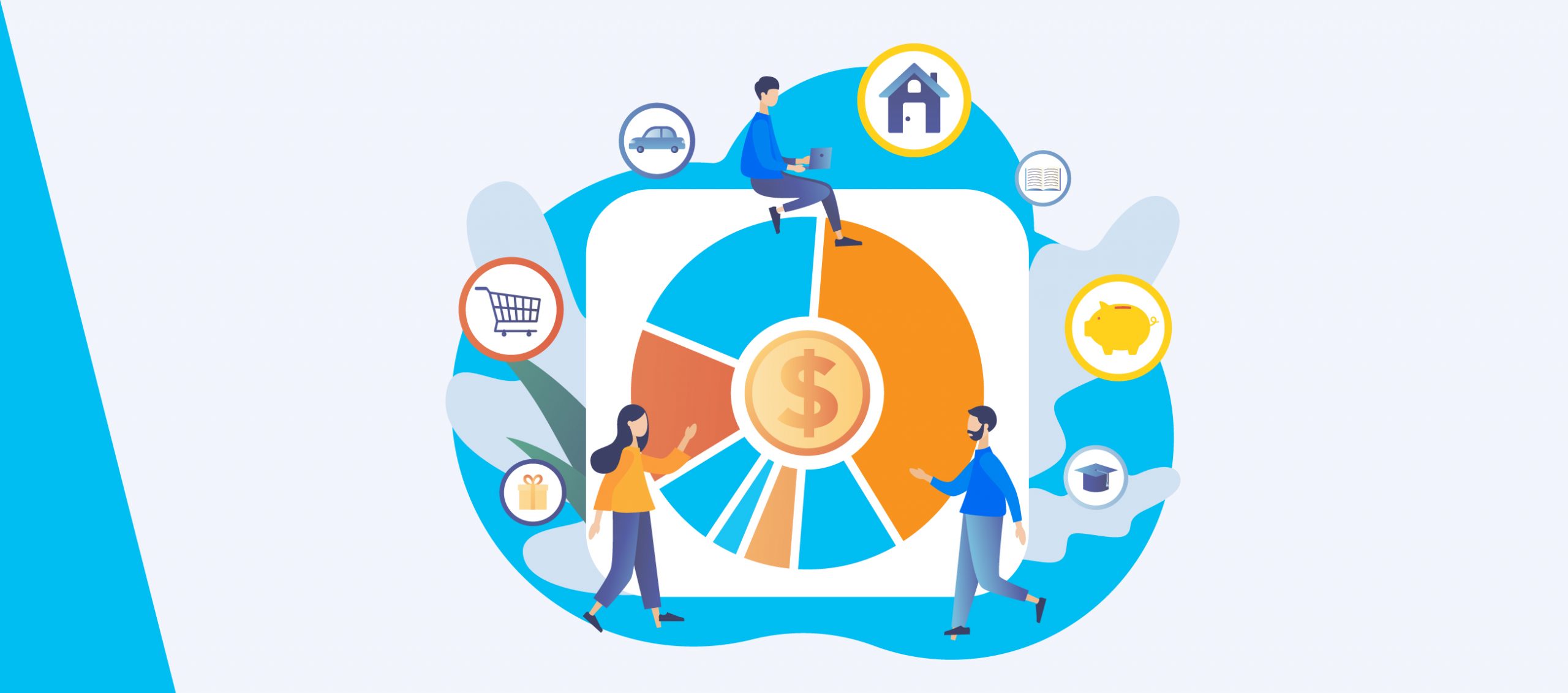 finance and calculator graphic with retail and banking icons