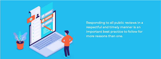 Responding to all public reviews in a respectful and timely manner is an important best practice to follow for more reasons than one.