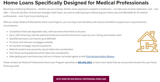 example of home loans for medical professionals