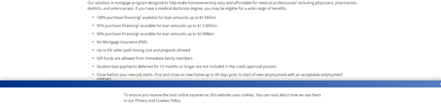 screenshot of marketing to medical professional