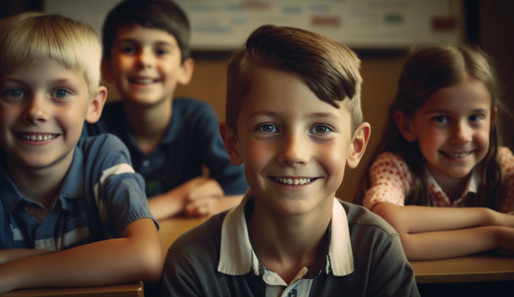 group of school children