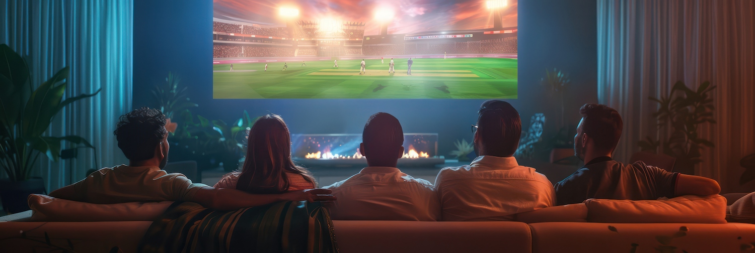 People watching a sports game on a connected tv.